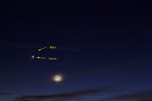 Mond.Venus.Mars.ISS 20.02.2015 