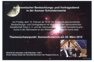 Ein Jahr Astronomische Gesellschaft Greiz 