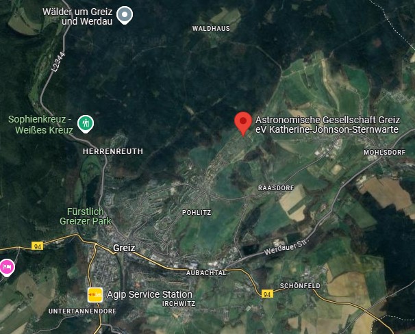Google-Karte Astronomische Gesellschaft Greiz